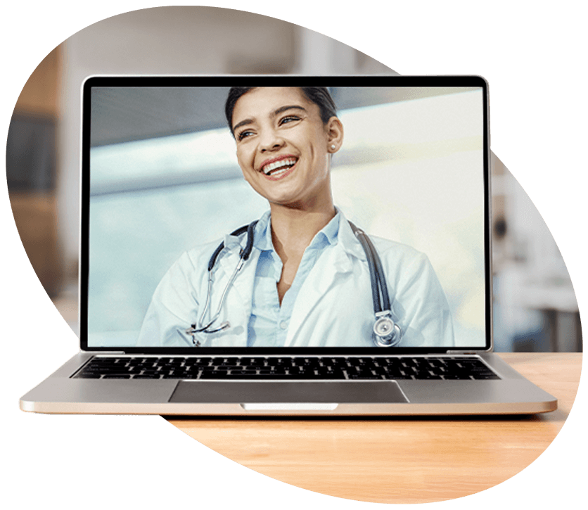 imagen de una doctora dentro de una laptop